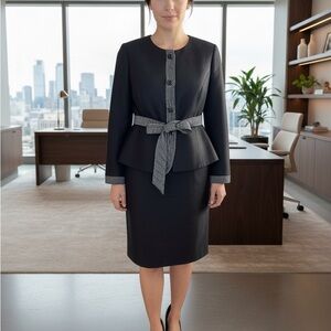 Kasper Women's Black Suit with Gray Trim